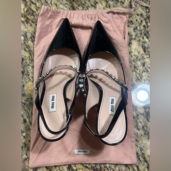 🧿SOLD🧿Miu Miu patent crystal-strap slingback pumps - Picture 9 of 10